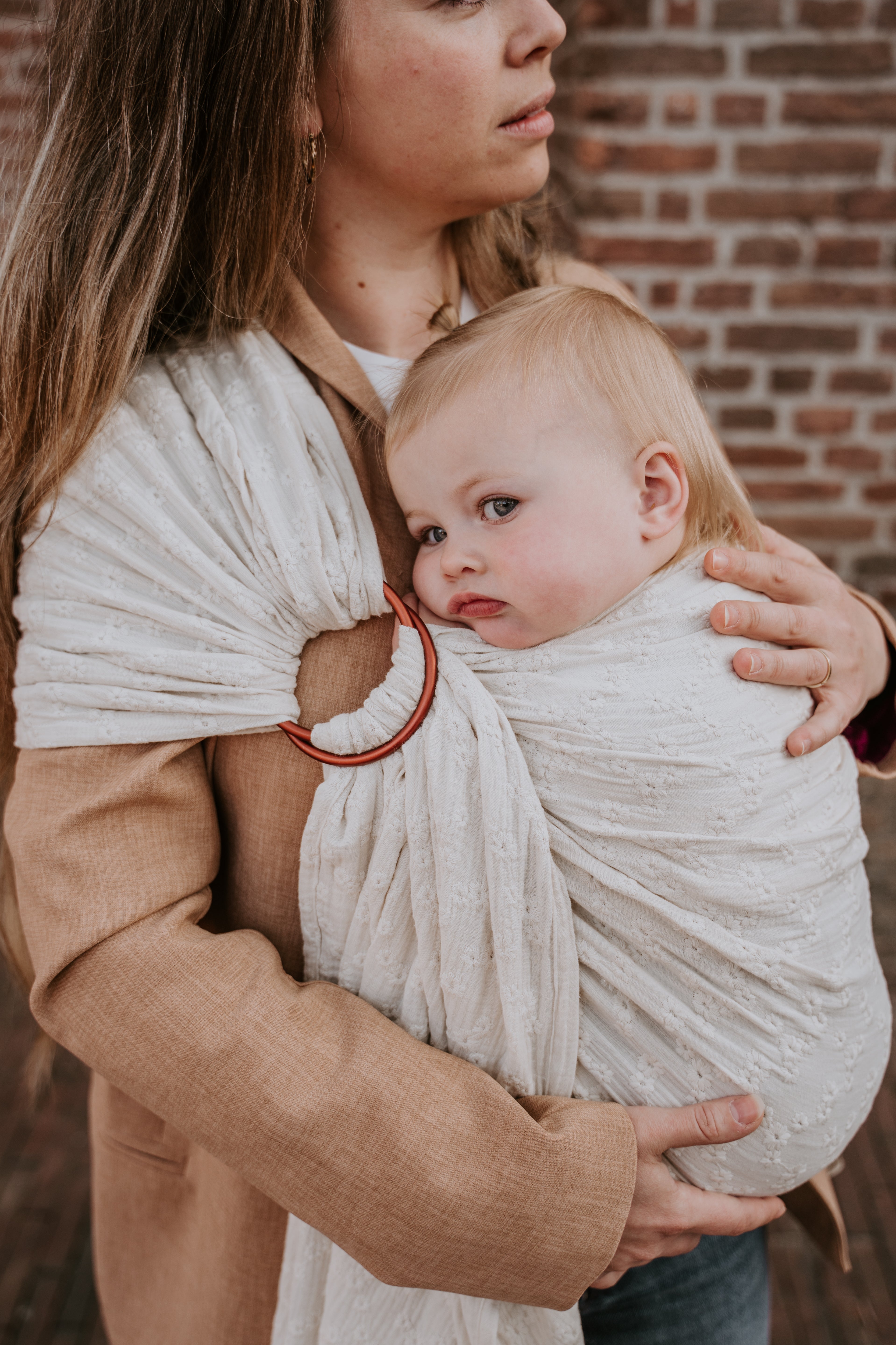 Ringsling hydrofiel katoen Flowers offwhite