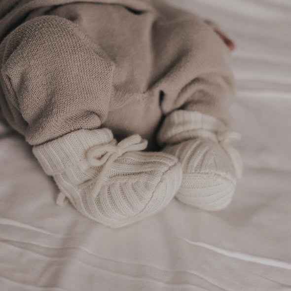 Babyslofjes Merino wol Offwhite 0-3 maanden