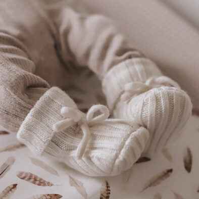 Babyslofjes Merino wol Offwhite 0-3 maanden