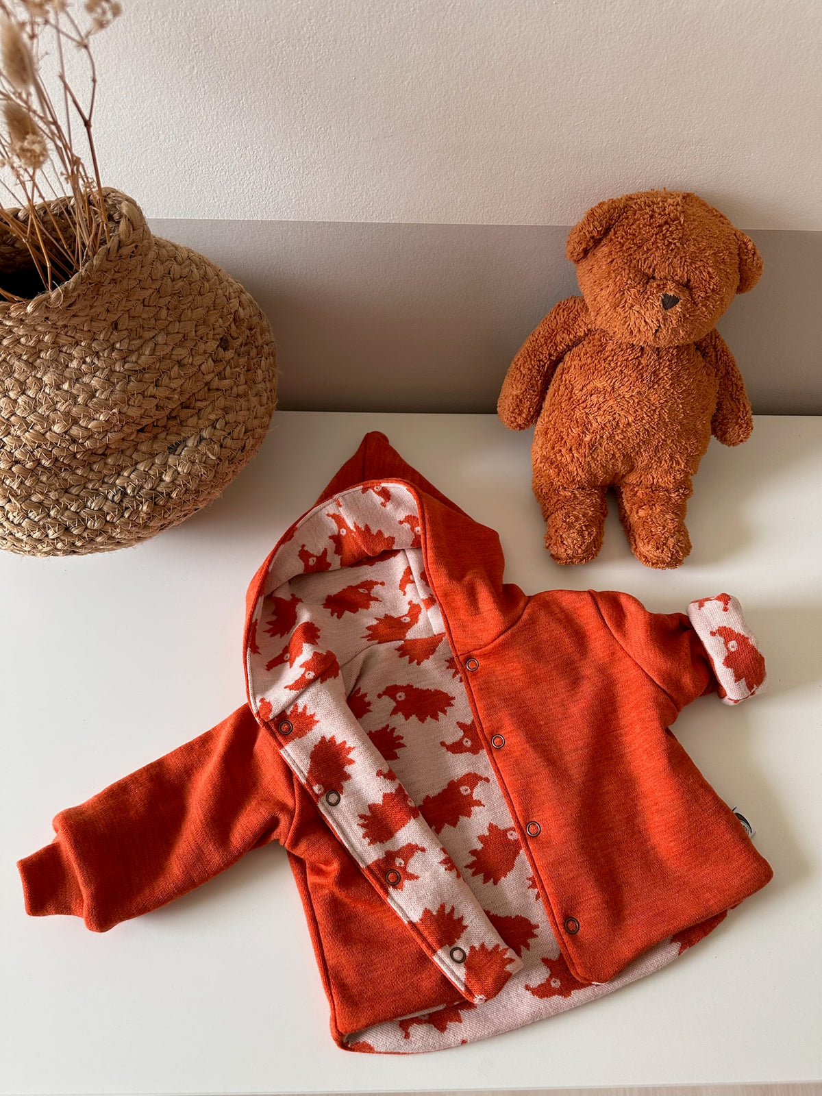 Omkeerbaar babyjasje merinowol Egeltjes Pumpkin
