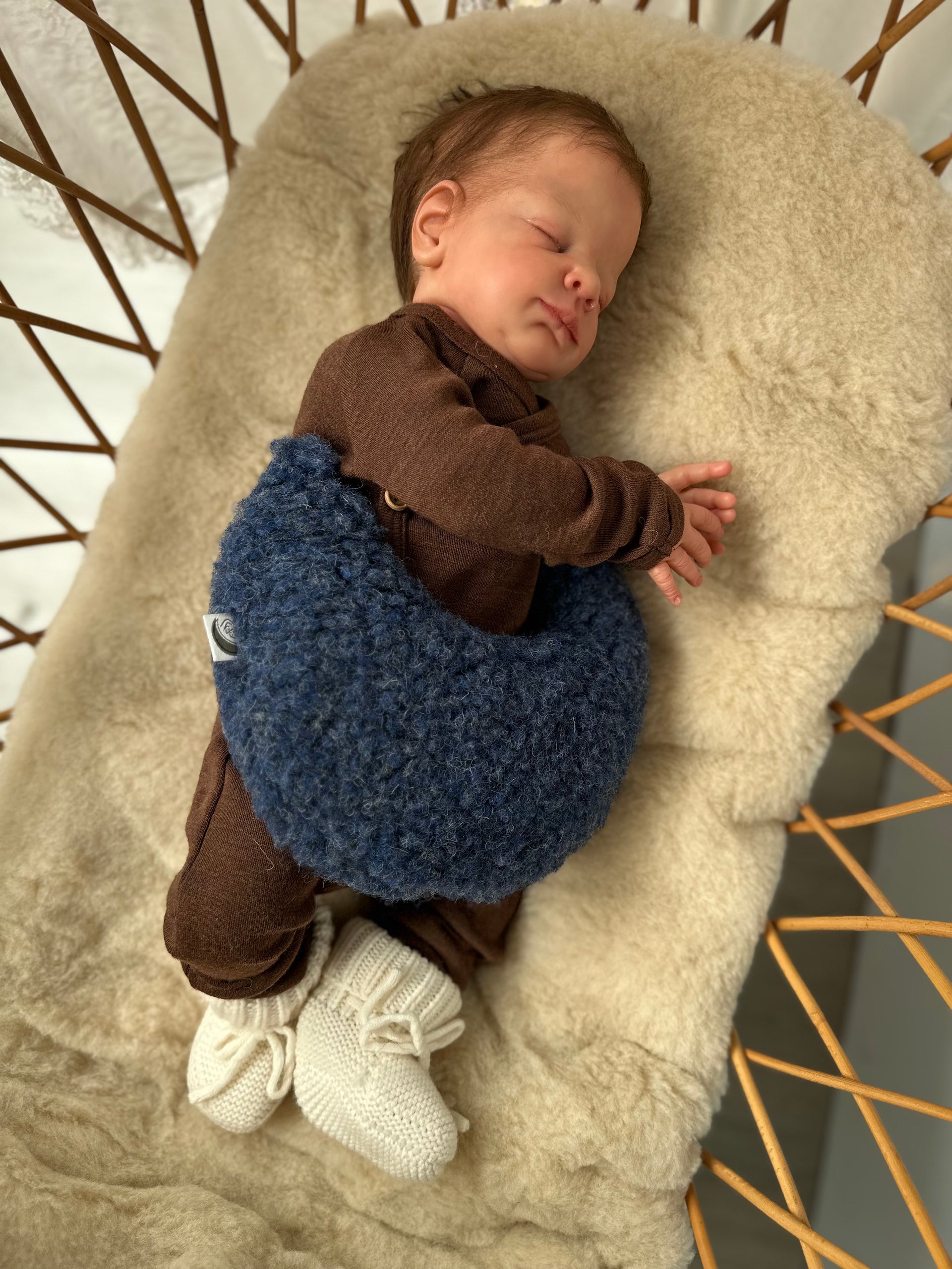 Warmtemaantje Teddy Merinowol - Denim