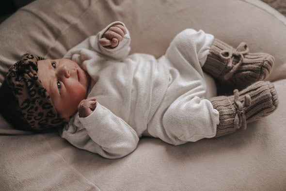 Babyslofjes Merinowol - Taupe - 0-3 maanden