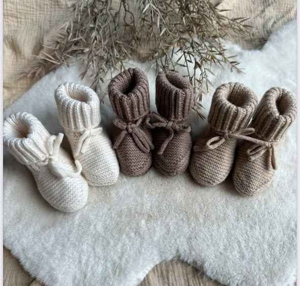 Babyslofjes Merinowol - Taupe - 0-6 maand