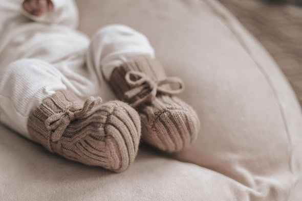 Babyslofjes Merinowol - Taupe - 0-3 maanden