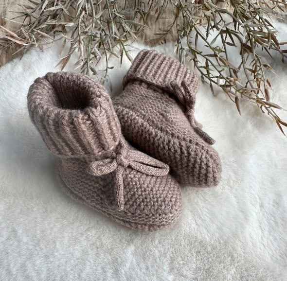 Babyslofjes Merinowol - Taupe - 0-6 maand