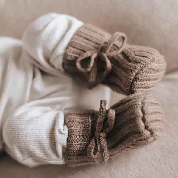 Babyslofjes Merinowol - Taupe - 0-3 maanden