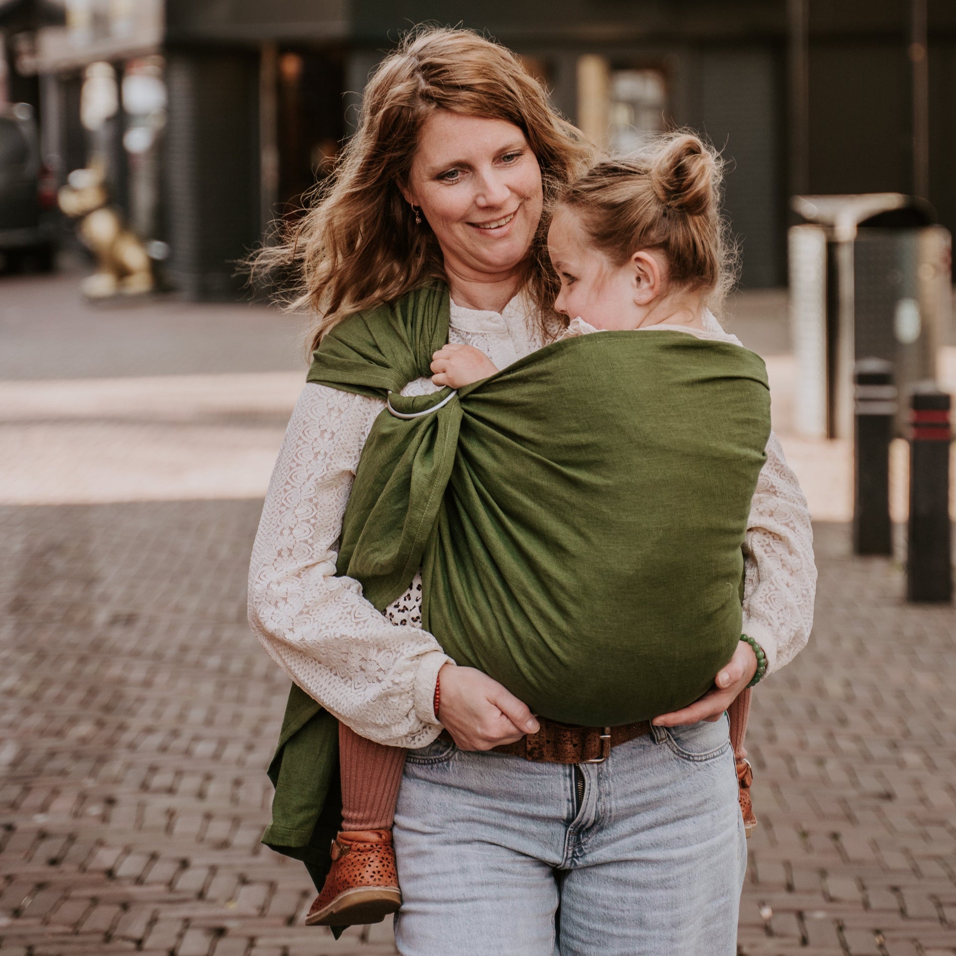 Linnen ringsling forrest natural cosy kids