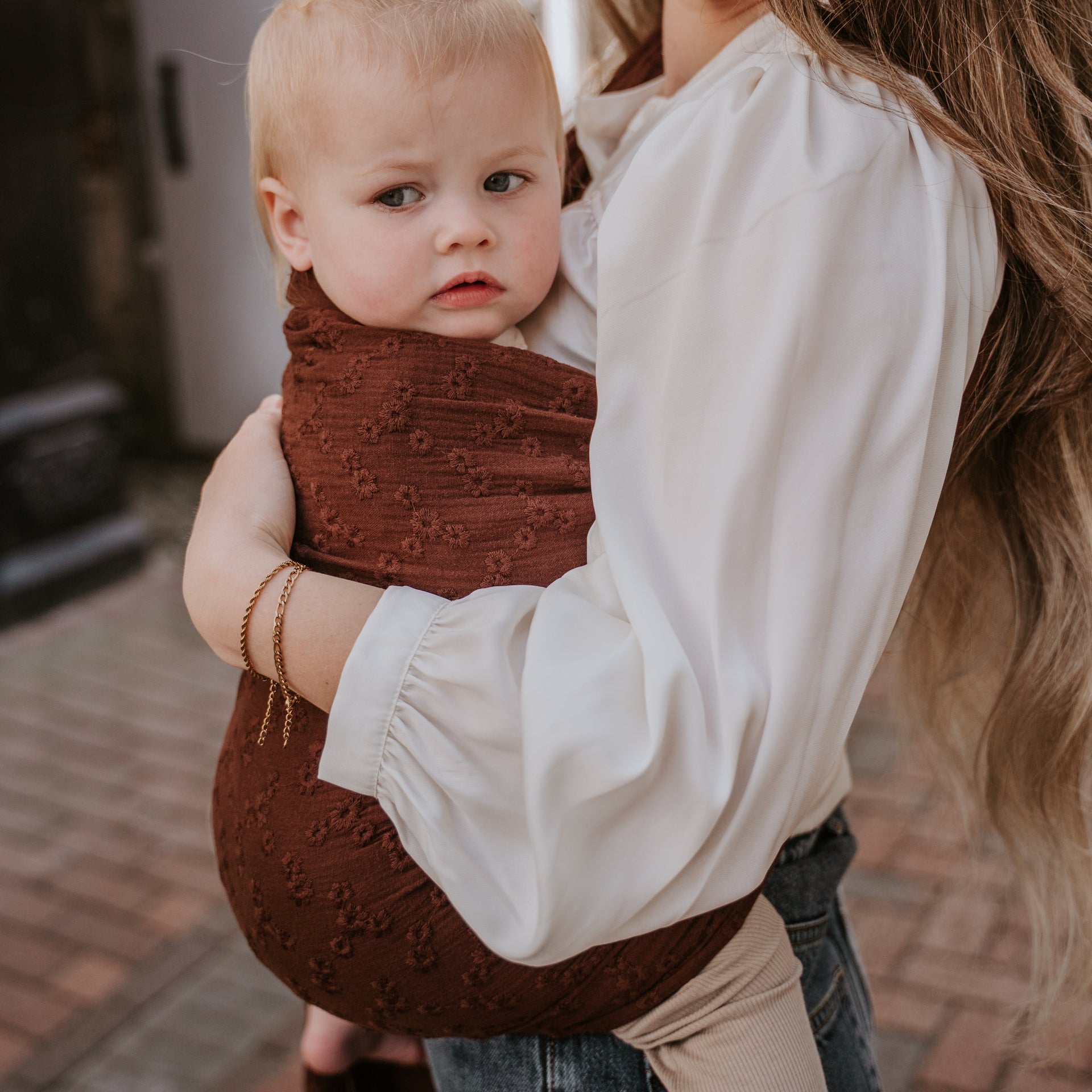 Ringsling katoen Daisy brown natural cosy kids