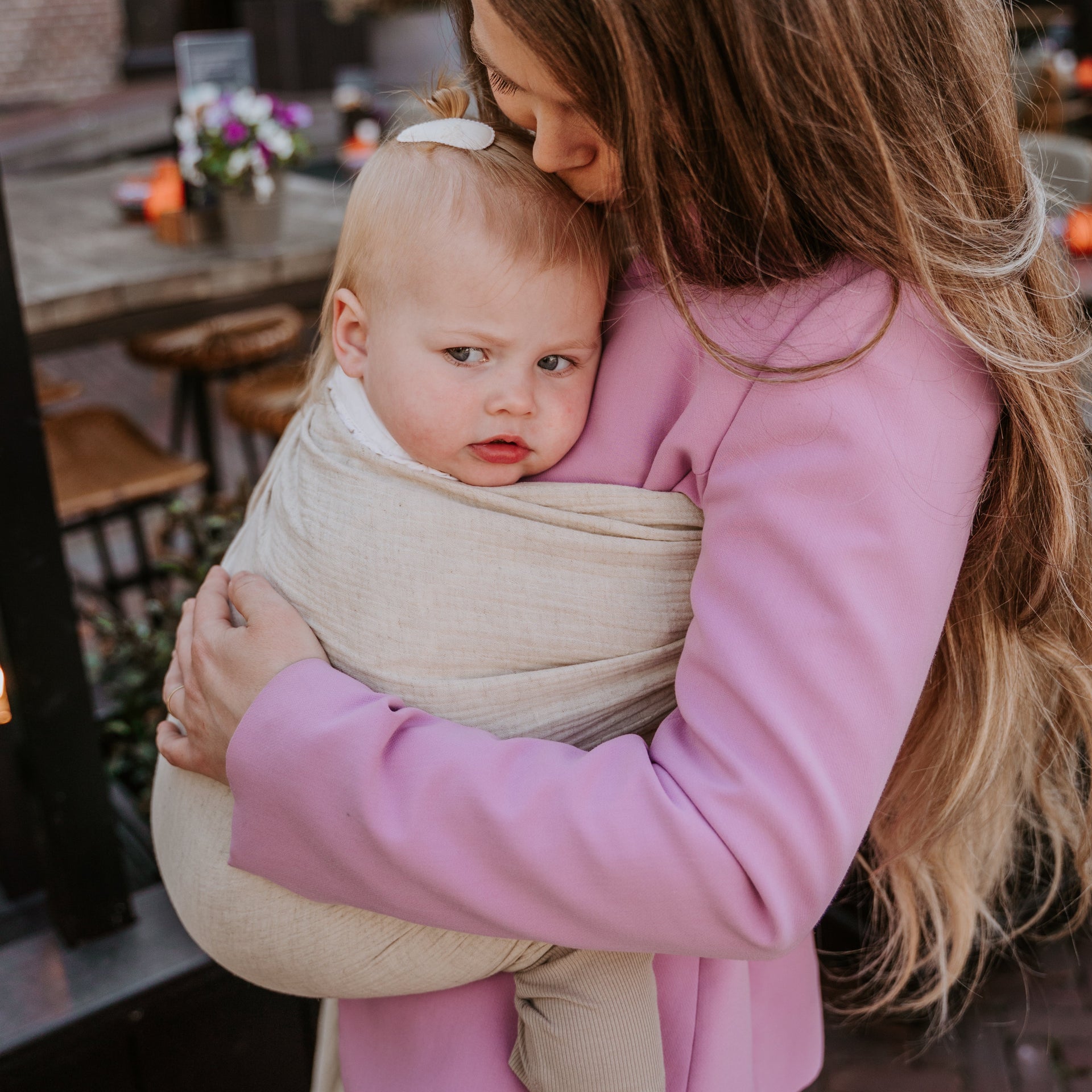 Ringsling katoen linnen Natural cosy kids