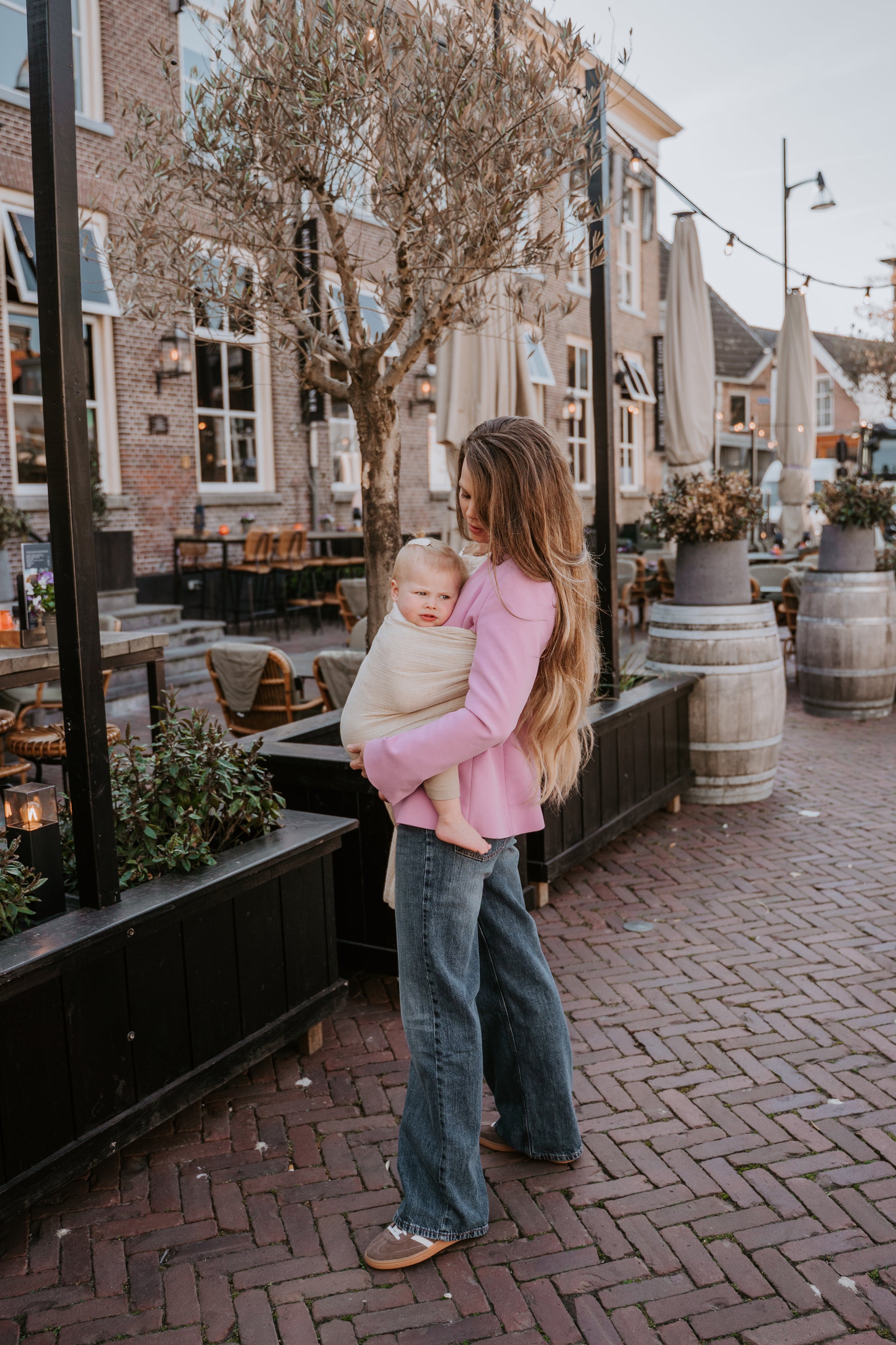 Ringsling katoen linnen Natural cosy kids 3