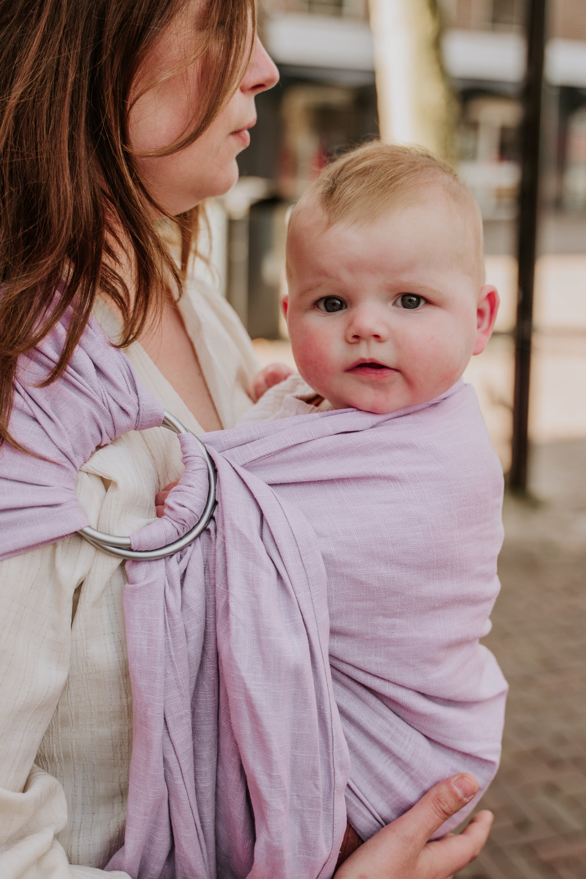 Ringsling linnen Lavender 2 natural cosy kids