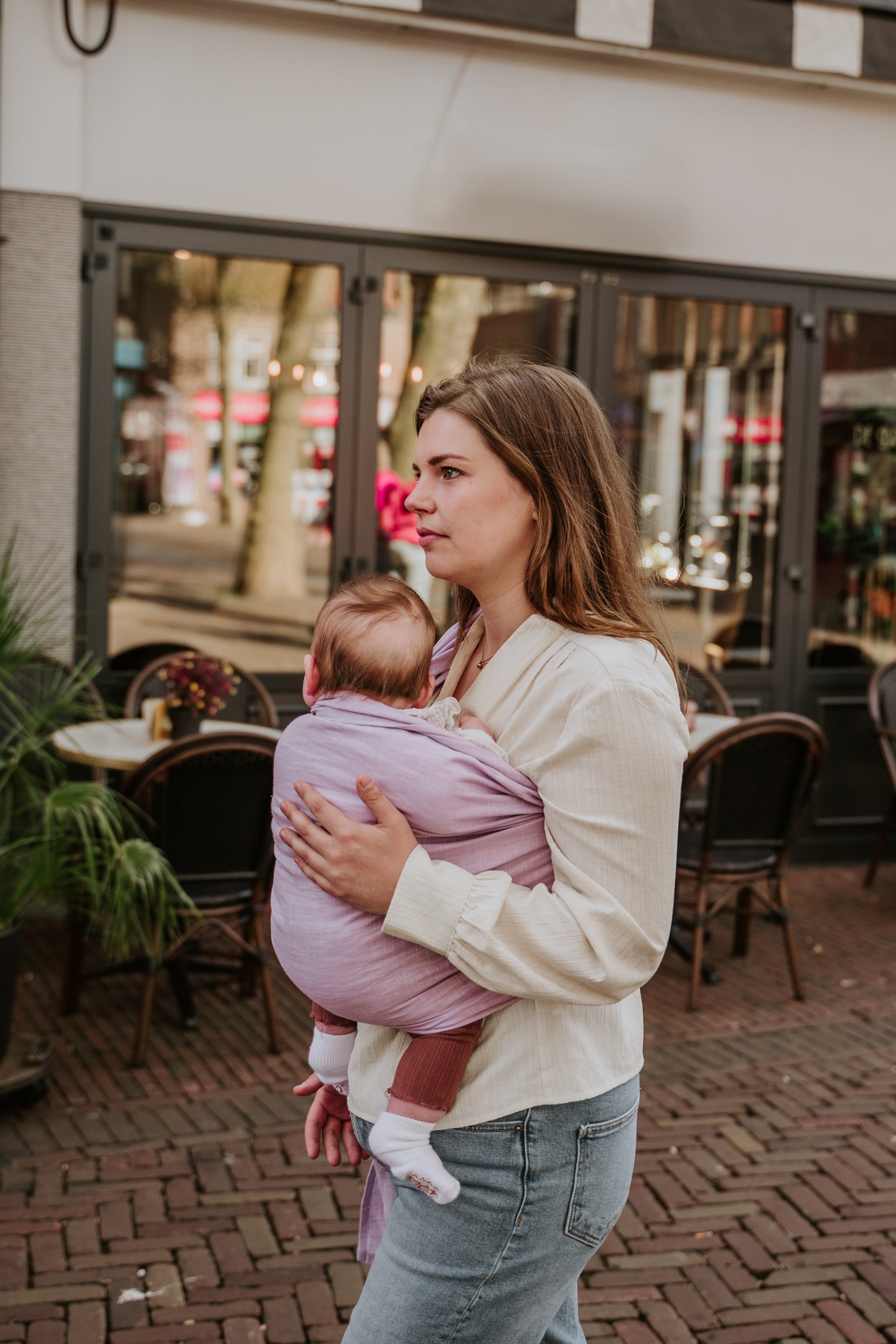 Ringsling linnen Lavender 3 natural cosy kids