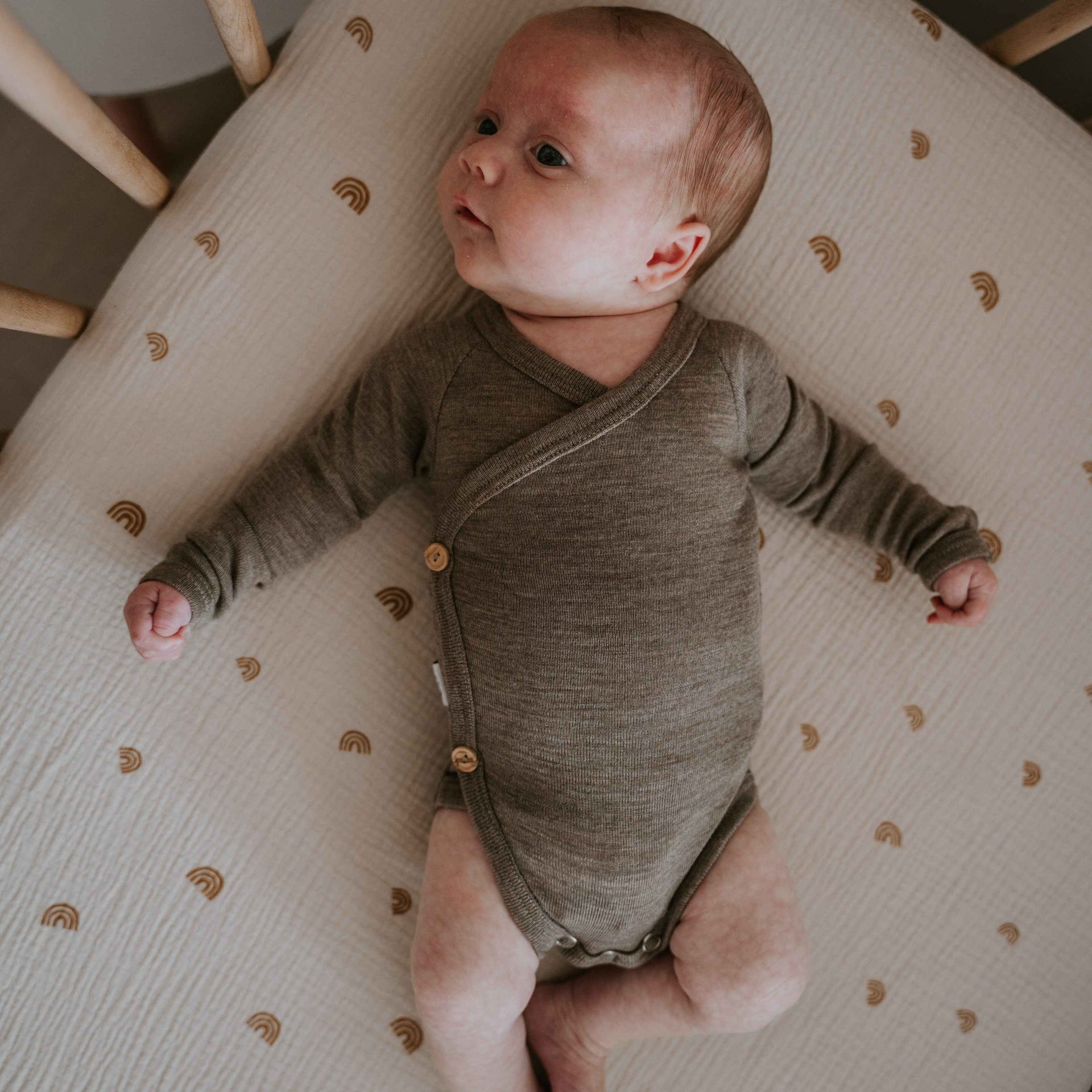 Meegroei overslagromper Merinowol Taupe